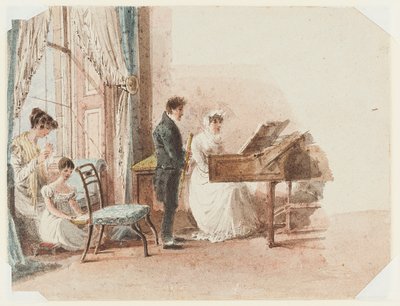 हॉल इंटीरियर, 1827 (कागज पर wc) द्वारा जॉन हार्डन