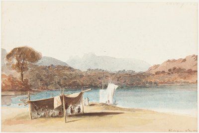 लेक विंडरमेरे, 1822 (कागज पर डब्ल्यूसी) द्वारा आश्रय के तहत पिकनिक द्वारा जॉन हार्डन