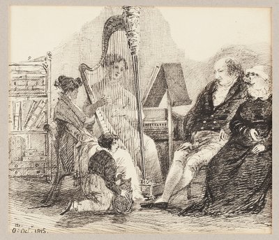 वीणा पर संगीत बजाना, 1815 द्वारा जॉन हार्डन