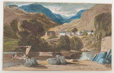 1817 क्लैपरगेट में स्लेट घाट, (कागज पर wc) द्वारा जॉन हार्डन