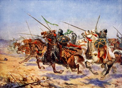 शहाबराज चार्ज की कैवलरी, &39;हचिन्सन हिस्ट्री ऑफ द नेशंस&39;, 1915 से चित्रण द्वारा जॉन हैरिस वाल्डा