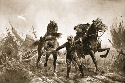 फायरिंग लाइन से घोड़े पर घायल होकर लौट रहा ड्राइवर ब्राउन द्वारा जॉन हैरिस वाल्डा