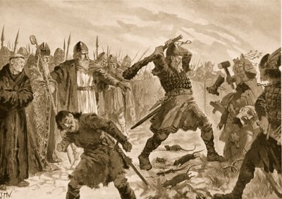 किंग ओलाफ द सैंट ब्रेकिंग द इमेज ऑफ द गॉड थोर, 1020 द्वारा जॉन हैरिस वाल्डा