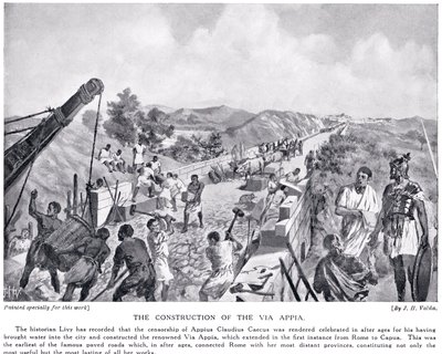 वाया अप्पिया का निर्माण, &39;रोमन इतिहास&39; से चित्रण द्वारा जॉन हैरिस वाल्डा