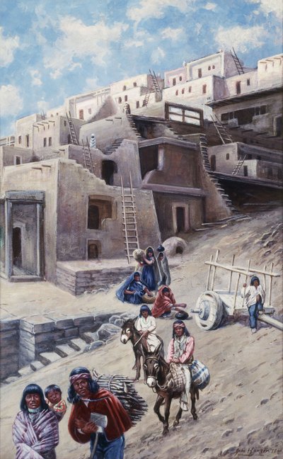 प्यूब्लो विलेज, 1900 द्वारा जॉन हौसेर