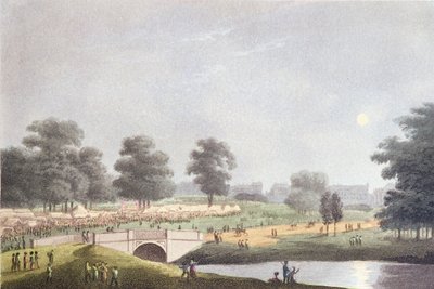 हाइड पार्क में मेले का दृश्य, मैथ्यू डबबर्ग द्वारा उत्कीर्ण, 1 अगस्त 1814 (रंगीन उत्कीर्णन) द्वारा जॉन हीविसाइड क्लार्क