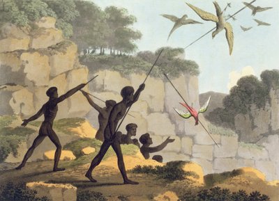 स्पीयर फेंकते हुए, मैथ्यू डबबर्ग (f.1813-1820) पब द्वारा उत्कीर्ण न्यू साउथ वेल्स के शिकार करने वाले आदिवासी। 1813 द्वारा जॉन हीविसाइड क्लार्क