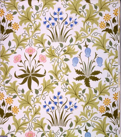 Celandine वॉलपेपर डिजाइन, देर से 1896 (कागज पर रंगीन वुडब्लॉक प्रिंट) द्वारा जॉन हेनरी डियर
