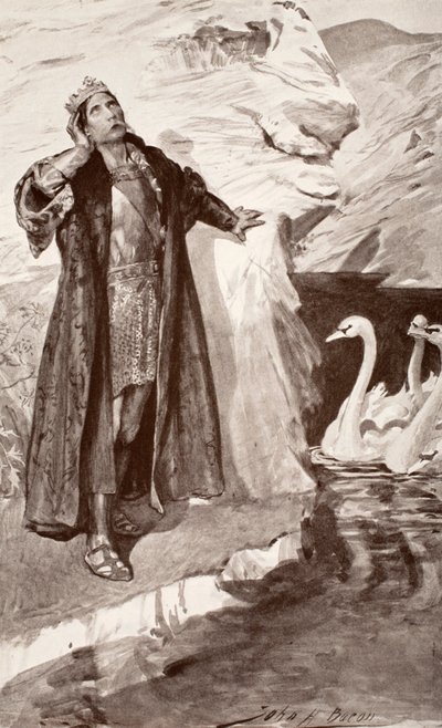चार्ल्स स्क्वॉयर द्वारा &39;सेल्टिक मिथ एंड लीजेंड&39;, 1905 का चित्रण, लेर एंड द स्वान द्वारा जॉन हेनरी फ्रेडरिक बेकन