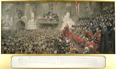 गिल्डहॉल, लंदन में सिटी इंपीरियल वालंटियर्स, 1900। द्वारा जॉन हेनरी फ्रेडरिक बेकन