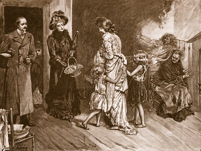 पश्चिम पूर्व से मिलता है: अच्छी तरह से झुग्गी-झोपड़ी में रहने वाले लोगों को करने के लिए, &39;कासल इलस्ट्रेटेड हिस्ट्री ऑफ इंग्लैंड&39; का चित्रण (सीपिया फोटो) द्वारा जॉन हेनरी फ्रेडरिक बेकन