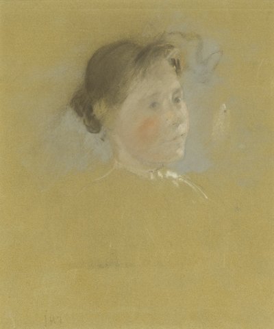 सिर का अध्ययन, c.1888-95 (पेपरबोर्ड पर ग्रेफाइट के स्पर्श के साथ पेस्टल) द्वारा जॉन हेनरी ट्वॉटमैन