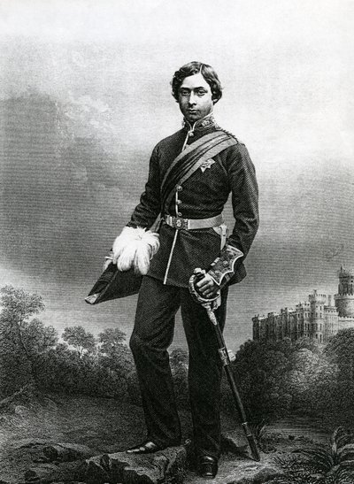 अल्बर्ट एडवर्ड, प्रिंस ऑफ वेल्स, लंदन में 1860 में प्रकाशित &39;द ड्रॉइंग-रूम ऑफ एमिनेंट पर्सन्स, वॉल्यूम 2&39; से एक तस्वीर से डीजे पाउंड द्वारा उकेरा गया। द्वारा John Jabez Edwin Paisley Mayall