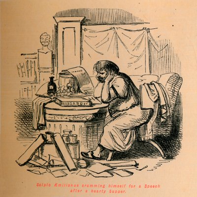 Scipio Aemilianus एक हार्दिक सपर, 1852 के बाद एक भाषण के लिए खुद को क्रैमिंग करते हैं द्वारा जॉन लीचो