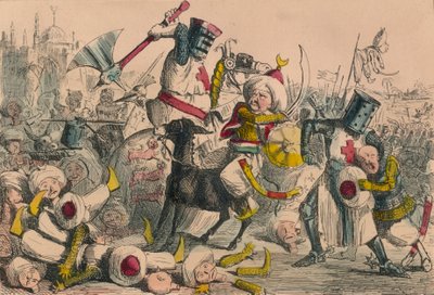 1850 में रिचर्ड कोइरर डी लायन और सलादीन के बीच भयानक मुकाबला द्वारा जॉन लीच और गिल्बर्ट एबॉट ए बेकेट