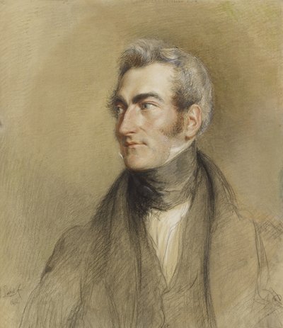 चैंबर्स हॉल का पोर्ट्रेट, 1835 (काला और लाल चाक) द्वारा जॉन लिननेल
