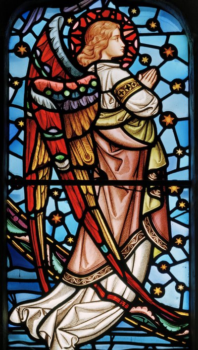 Cuxton, St Michael, East Window, Lavers & Barraud, John Millner Allen (1827-1902), एंजल फ्रॉम क्राइस्ट विथ मैजेंट इन सेंट्स, c.1865 द्वारा जॉन मिलर एलन