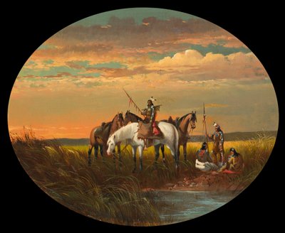 स्मोक के लिए प्रेयरी पर एक हॉल्ट, c.1870 द्वारा जॉन मिक्स स्टेनली
