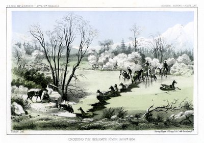 हेलगेट नदी को पार करते हुए, 6 जनवरी 1854 1856। द्वारा जॉन मिक्स स्टेनली