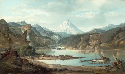 भारतीयों के साथ माउंटेन लैंडस्केप, 1870-75 द्वारा जॉन मिक्स स्टेनली