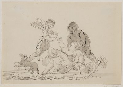 एक सड़क दुर्घटना, 1804 (कागज पर कलम, ब्रश और स्याही) द्वारा जॉन निक्सन