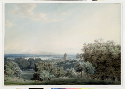 ग्रीनविच हिल से लंदन, c.1791 (wc, काली स्याही और वॉश ओवर ग्रेव पेपर पर द्वारा जॉन रॉबर्ट कोज़ेंस