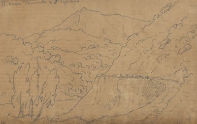 शीर्ष: टैवर्नेल और कैप्रियानो के बीच; नीचे: लागो डी बोलसेना (बिछाए कागज पर ग्रेफाइट) द्वारा जॉन रॉबर्ट कोज़ेंस