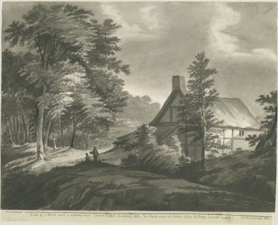 Rugeley - Etchinghill के पास कॉटेज: डार्क सेपिया वॉश ड्राइंग, 1835 द्वारा जॉन रॉबर्ट फर्नीफ