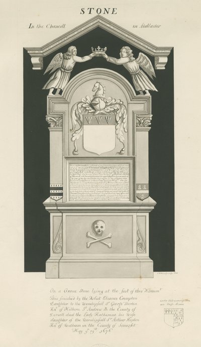 पत्थर - थॉमस क्रॉम्पटन का मकबरा: सीपिया ड्राइंग द्वारा जॉन रॉबर्ट फर्नीफ