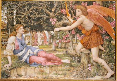लव एंड द मेडेन, 1877 द्वारा John Roddam Spencer Stanhope