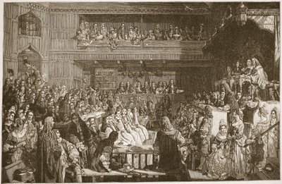 1688 में द सेवन इंग्लैंड के द बिशप ऑफ़ द सेक्विटटल, एचडीएम स्पेंस-जोन्स द्वारा &39;द चर्च ऑफ़ इंग्लैंड: ए हिस्ट्री फॉर द पीपल&39; का चित्रण। c.1910 (सीपिया फोटो) द्वारा जॉन रोजर्स हर्बर्ट