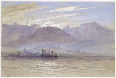वसंत में सुबह, उत्तर-पूर्वी हवा के साथ, वीवे पर, मई - जून 1849 या 1 मई 1869 (पीला ग्रे वोव पेपर पर ग्रेफाइट पर वॉटरकलर और बॉडीकोलर) द्वारा जॉन रस्किन