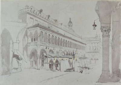 पलाज़ो डेला रागियोन और पियाज़ा डेल्ले एर्बे, पडुआ, मई 1841 द्वारा जॉन रस्किन
