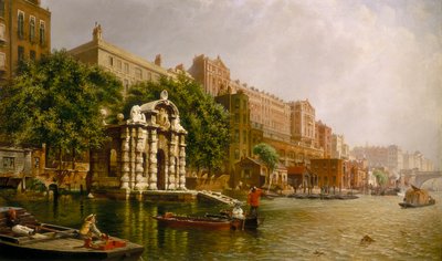 यॉर्क वॉटर गेट और एडेल्फी फ्रॉम द रिवर' 1872। द्वारा जॉन स्कोरर ओ'कॉनर