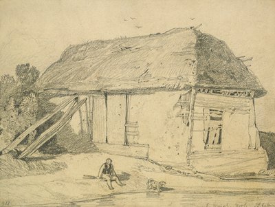 पूर्वी चरखी पर एक खलिहान, नॉरफ़ॉक (कार्ड पर पेंसिल) द्वारा जॉन बेच Cotman