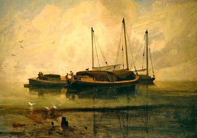 एंकर, ब्लेडन वाटर, नॉरफ़ॉक (कैनवास पर तेल) में नावें द्वारा जॉन बेच Cotman