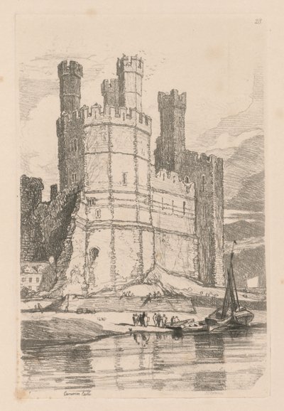 अध्ययन की पुस्तक: प्लेट 28, कैर्नारवॉन कैसल, एन. वेल्स द्वारा जॉन बेच Cotman