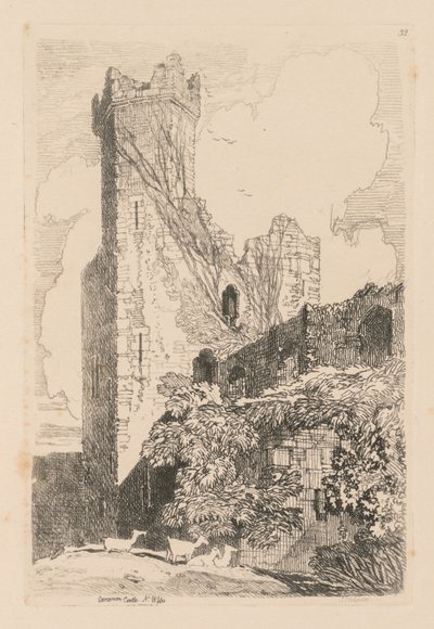 अध्ययन पुस्तिका: प्लेट 32, कैर्नारवॉन कैसल, एन. वेल्स द्वारा जॉन बेच Cotman