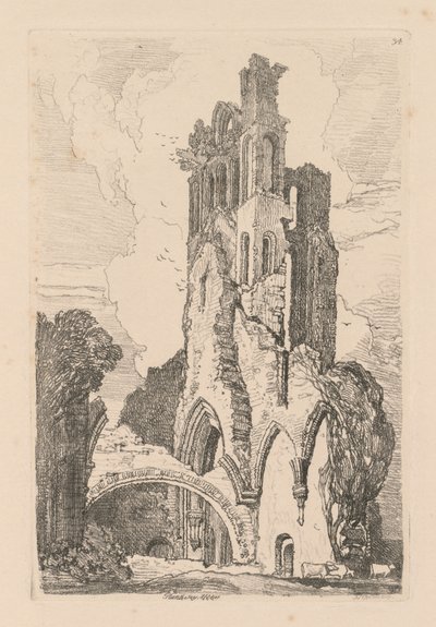 अध्ययन मुक्त प्लेट 34, Llanathony अभय, मौन्माउथशायर, 1838 कर रहे हैं। द्वारा जॉन बेच Cotman