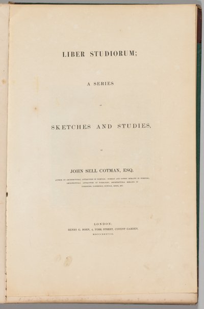 पुस्तक के अध्ययन: शीर्षक पृष्ठ, 1838। द्वारा जॉन बेच Cotman