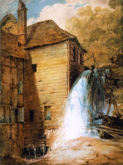 PD.29-1953 एक ओवरशूट मिल, c.1802-3 (कागज पर पेंसिल और पेंसिल) द्वारा जॉन बेच Cotman
