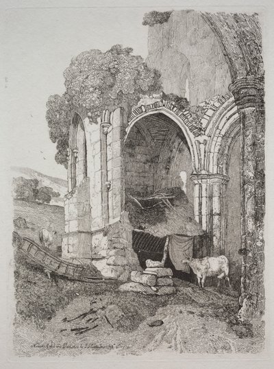 Rievaulx Abbey, यॉर्कशायर, 1810। द्वारा जॉन बेच Cotman