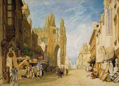 एलेनकॉन, नॉर्मंडी में स्ट्रीट सीन द्वारा जॉन बेच Cotman