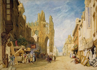 एलेंसन, नॉर्मंडी, 1828 में स्ट्रीट सीन द्वारा जॉन बेच Cotman