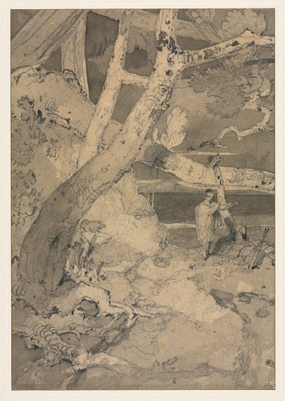 वुडलैंड लैंडस्केप में यात्री, 1806। द्वारा जॉन बेच Cotman