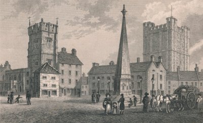 मार्केट प्लेस रिचमंड, ट्रिनिटी चर्च और कीप ऑफ रिचमंड कैसल, 1831 द्वारा जॉन शूर