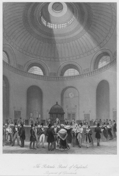 रोटुंडा, बैंक ऑफ इंग्लैंड - लाभांश का भुगतान, c1841 द्वारा जॉन शूर