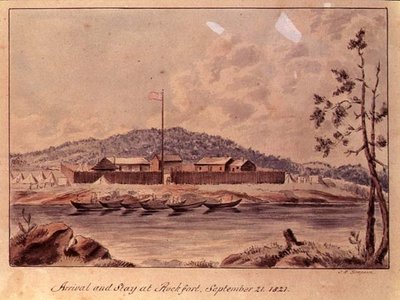 रॉकफोर्ट में आगमन और ठहराव, 1821 (कागज पर wc) द्वारा जॉन सिम्पसन