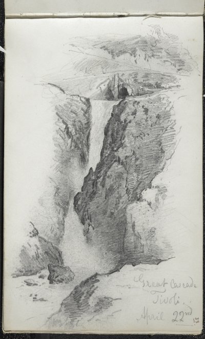 ग्रेट कैस्केड, टिवोली, इटली, 22 अप्रैल 1869 (ऑफ-व्हाइट वॉव पेपर पर ग्रेफाइट) द्वारा जॉन सिंगर सार्जेंट
