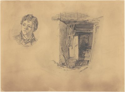 एक लड़के का सिर, और एक झोंपड़ी का प्रवेश, 1871। द्वारा जॉन सिंगर सार्जेंट